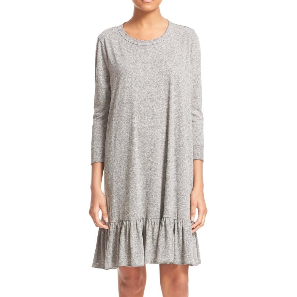 The Great. The Drop Ruffle Dress in Gray - size M
